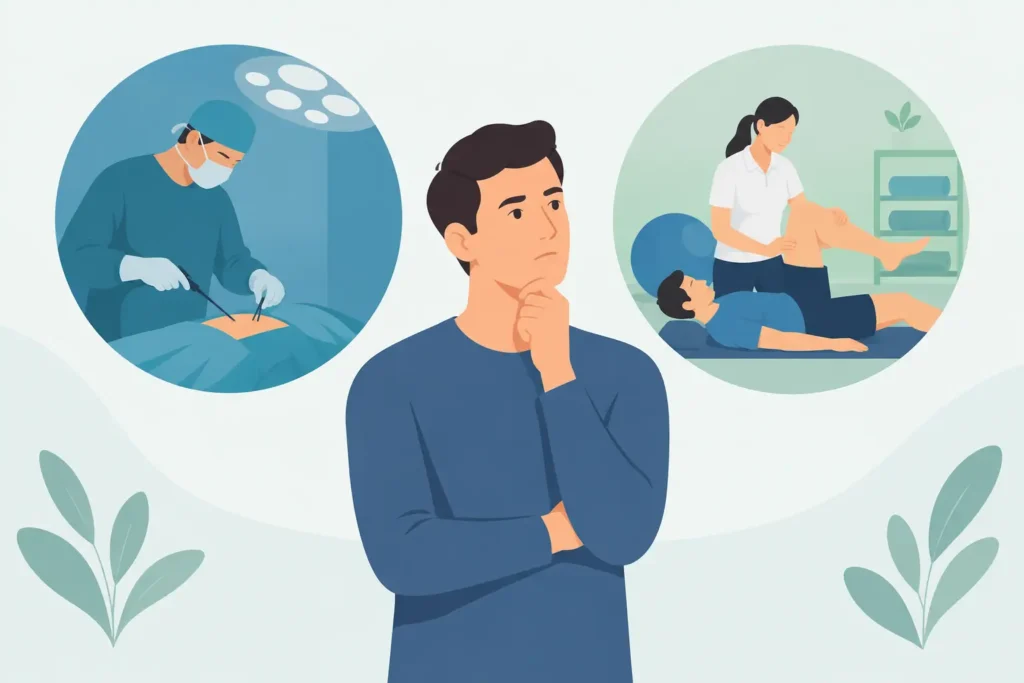 Hernia operatie of revalidatie: wat past beter?