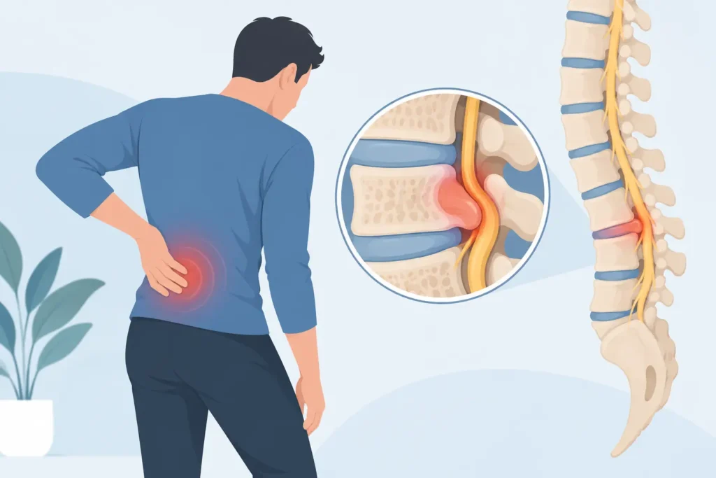 Hoe ontstaat een hernia in de onderrug precies?